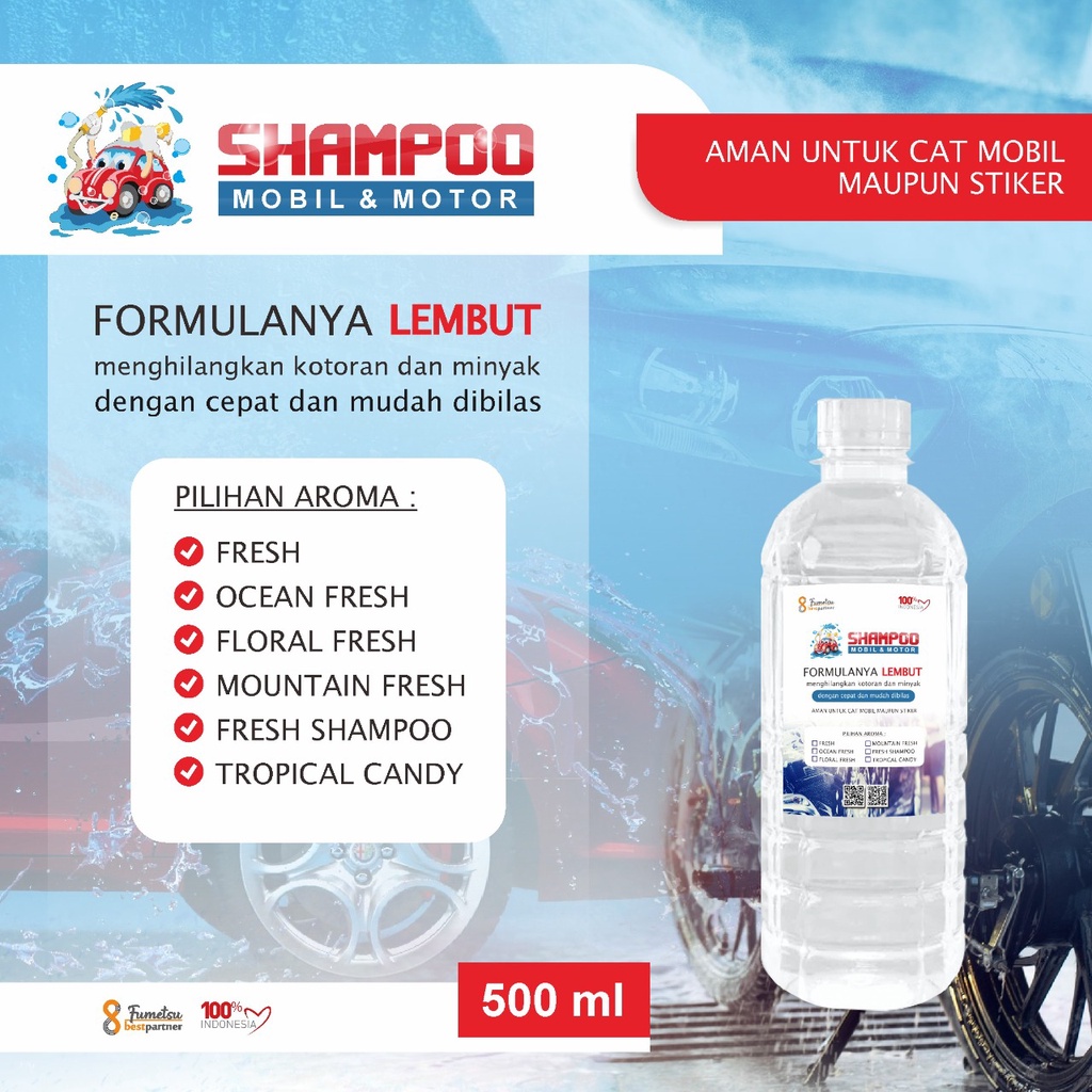 Shampoo Pembersih  Cuci Mobil Dan Motor Aroma Segar Wangi Kemasan 500ml pet