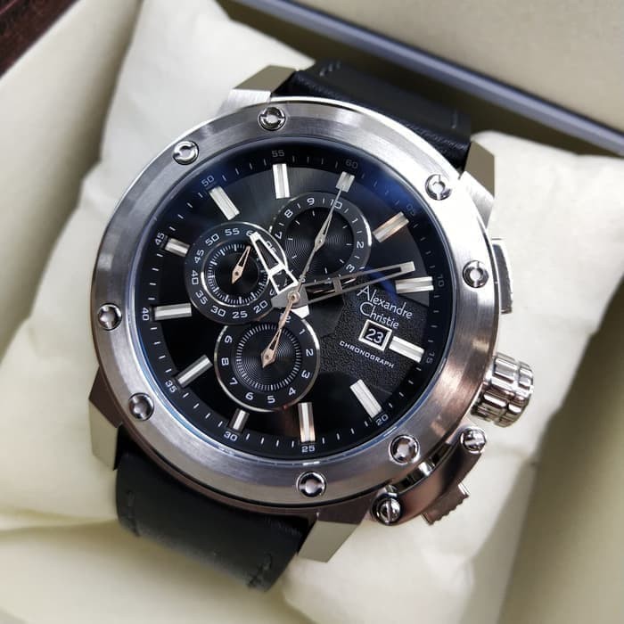 NEW jam tangan pria alexander cristie original ac6519 silver black