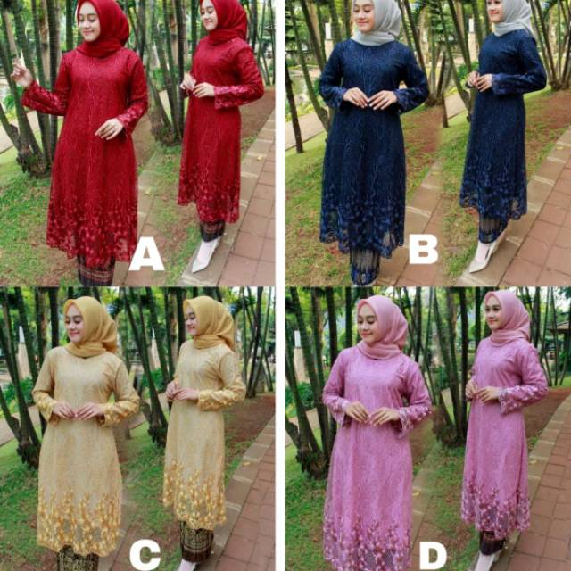 Setelan rnb tunik brokat  rok plisket