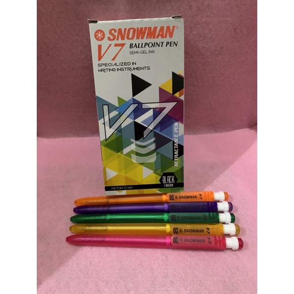 

Bolpen / Pulpen merk SNOWMAN V-7 Cetekan / Ballpoint / Bolpoint / Pen