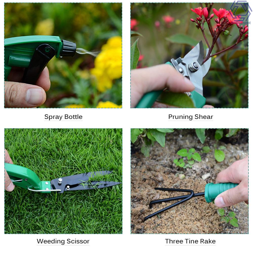 10 pcs Gardening Plant Tool Set Kit Shovel Rake Pruner Shears Garden Hand Tools