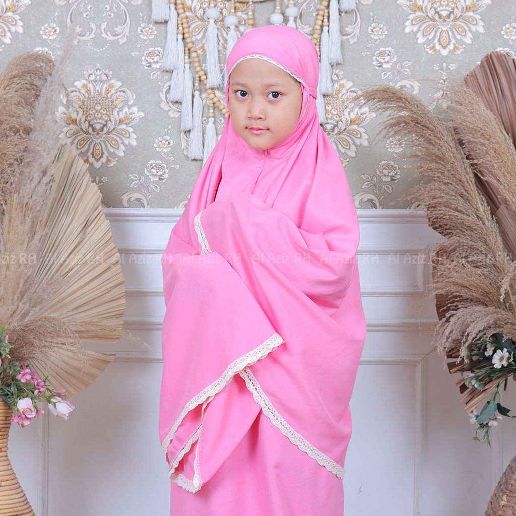 Mukena 2 in 1 Anak Al Aziz RH Katun Polos Renda Premium Traveling