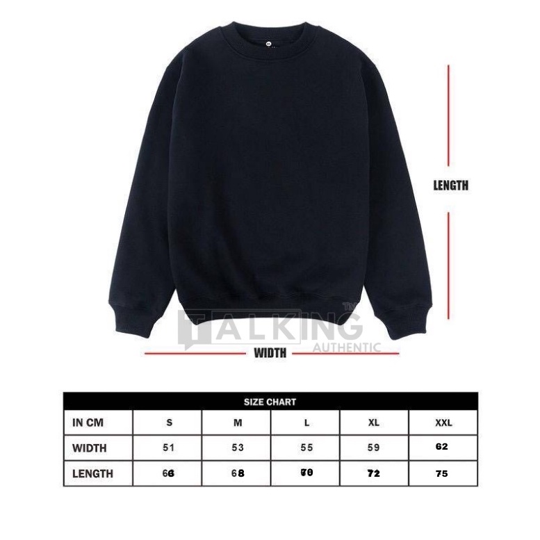 Sweater Pria DistroTalking Authentic Crewneck Hitam Sablon Suiter Cowok Jumbo Switer Krunek Oversize Bigsize Jumbo Switer Dua Varian Di Tangan Terlaris