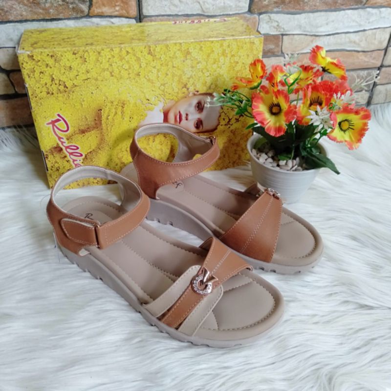 Sandal sepatu slop wanita rullief