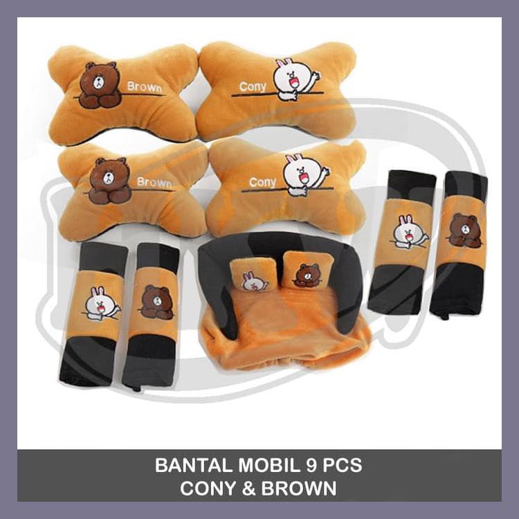 BANTAL 9 PCS CONY BROWN LINE MOBIL APV