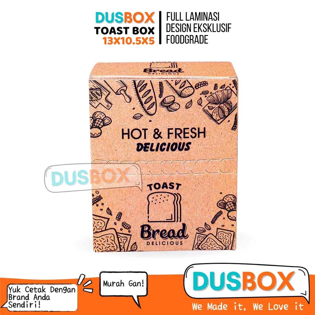 Toast Box Motif / Dus Roti Bakar/ Toast Tray / Dus Roti Bakar / Box Roti Toast / Kemasan Roti Bakar