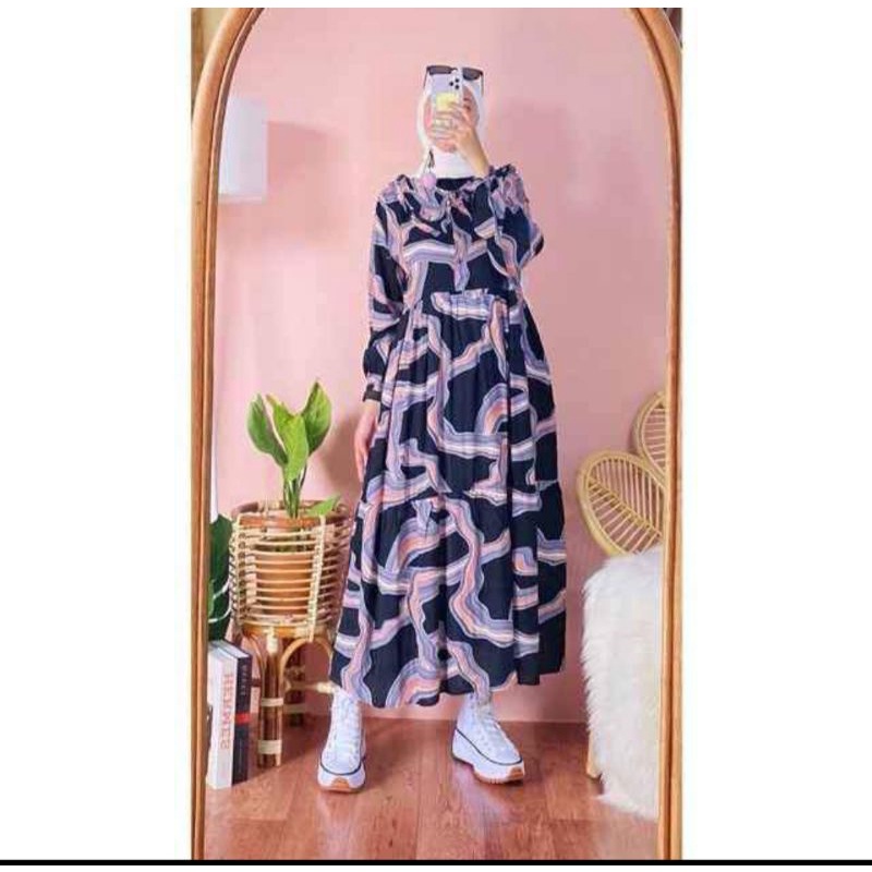 gamis midi motif vanesa