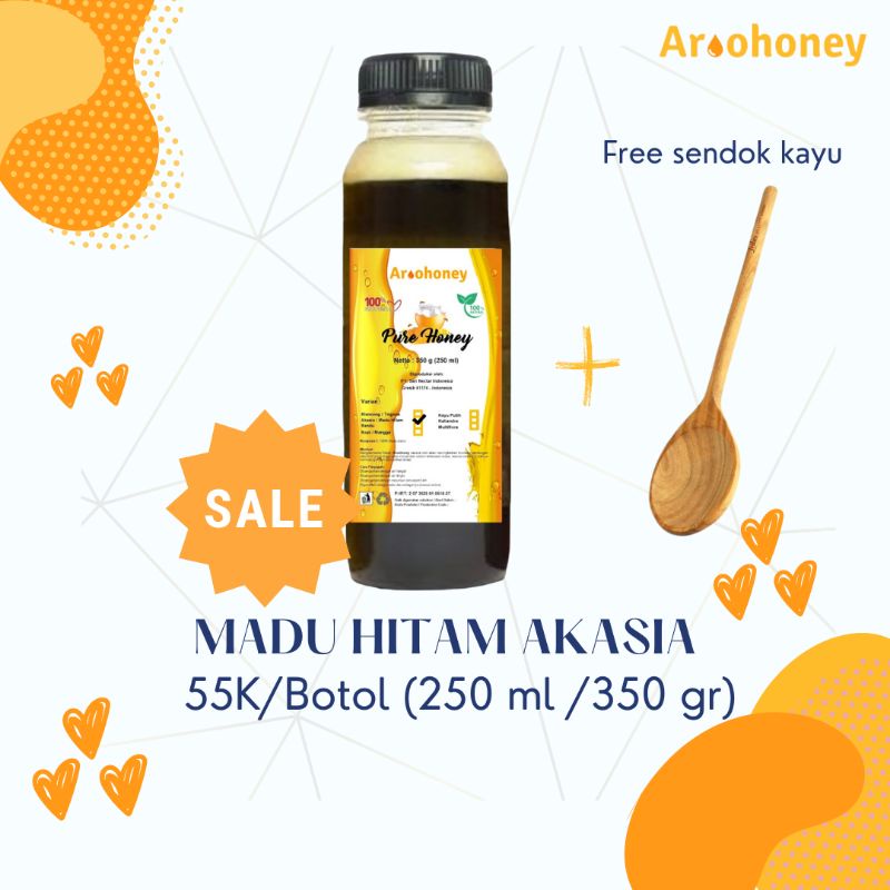 

MADU HITAM AKASIA - AROOHONEY - 100% MURNI KEMASAN BOTOL 250 ML