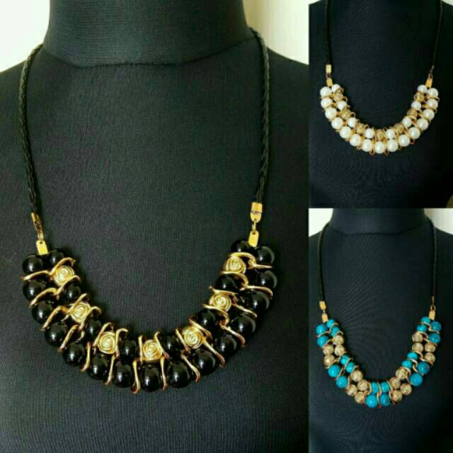 Unik simple aksesoris wanita kalung hijab lucu kalung elegan motif gold