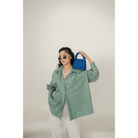 KOOZEE - MAXIE PUFF SHIRT - KEMEJA GARIS WANITA