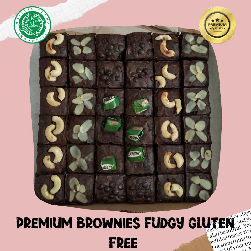 

premium brownies fudgy gluten free box besar isi 36 potong