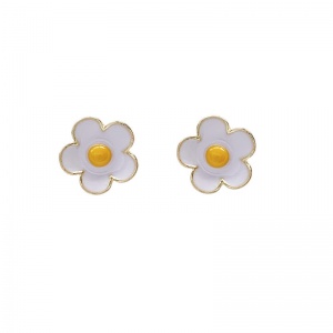 Small Flower Earring Korean Korean Simple Temperament Small Wrinkle Chrysanthemum S925 silver needle Earrings For women