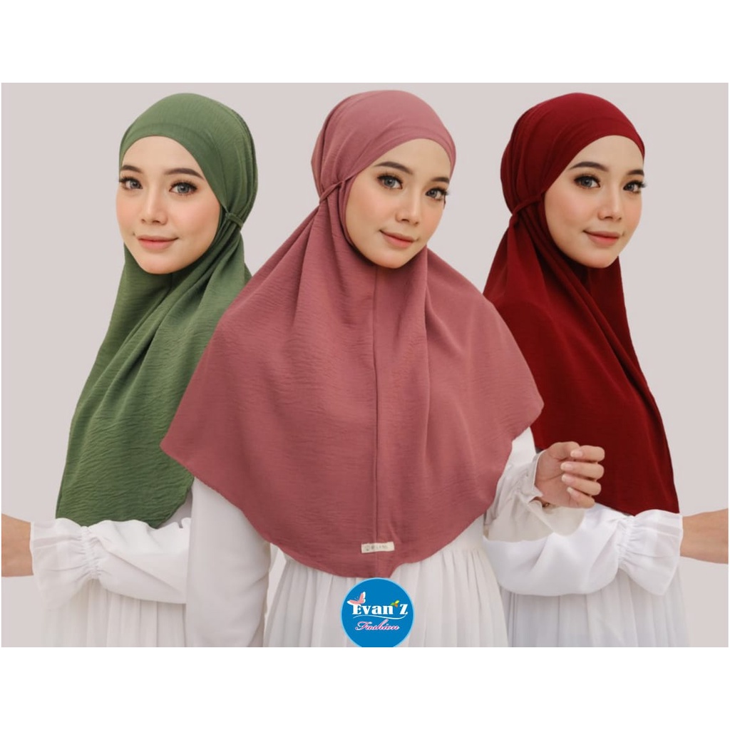 Evanz Hijab Jilbab Instant Non Pad Bergo Cotton Crinkle Airflow Premium