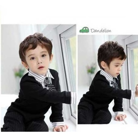 Setelan Anak B2W2 Korean set Stripe Black 4in1 Impor