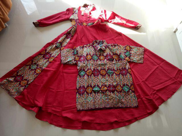 Bg - Batik Couple Keluarga Arabella / Couple Gamis Family / Seragam Pesta / Monalisa Syarii Busui