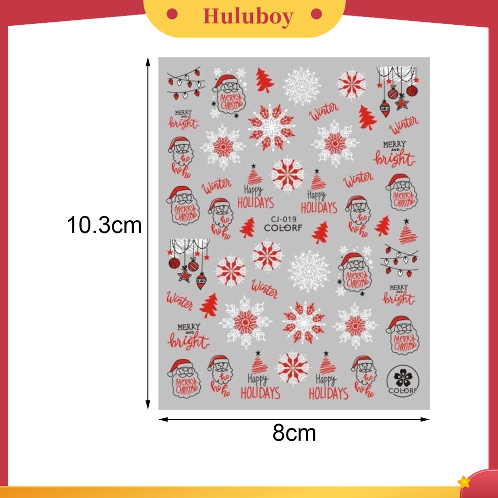 Huluboy Huluboy♡ Stiker Kuku Motif Snowflake Natal Untuk Manicure