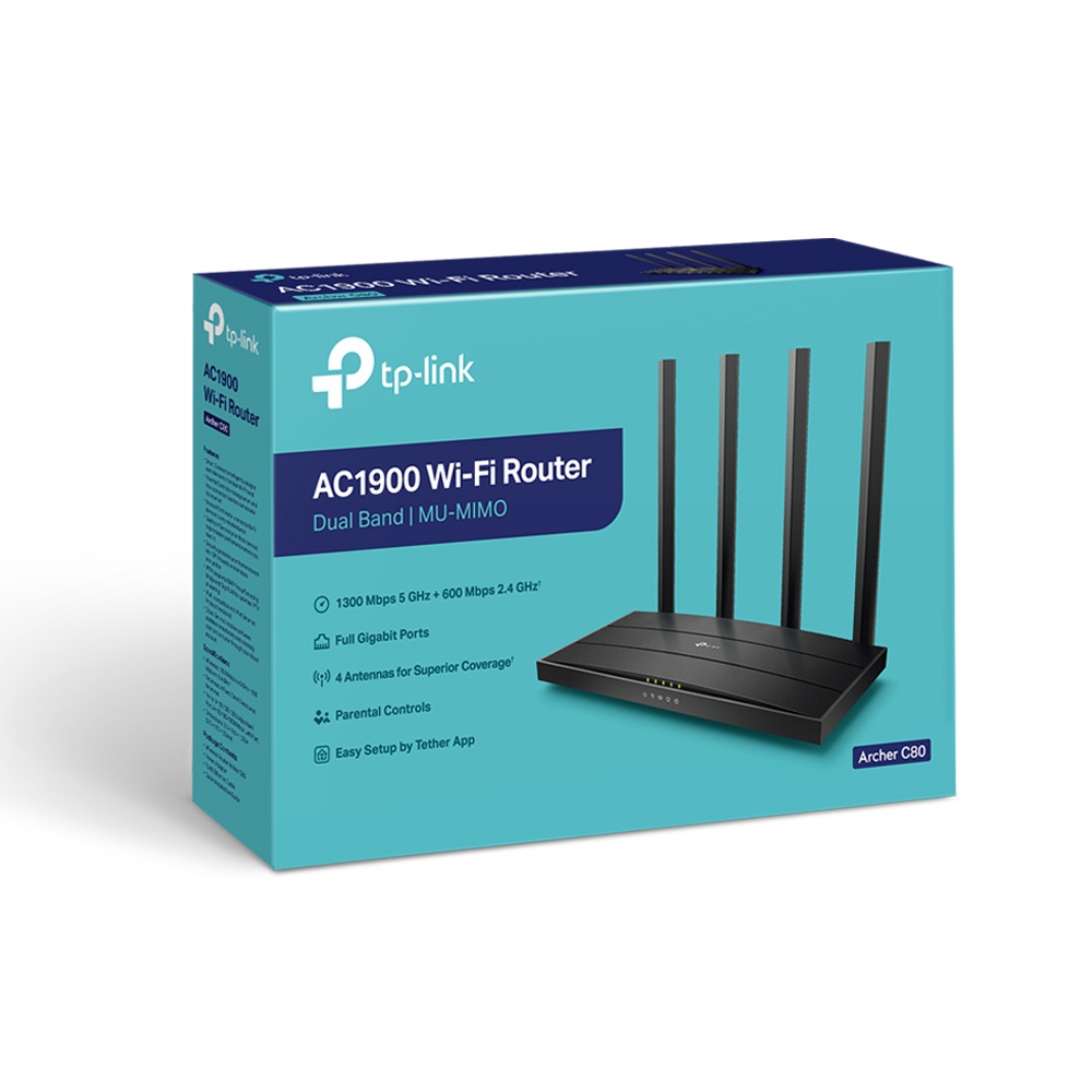 Router TP-LINK ARCHER C80 AC1900 Gigabit DualBand MU-MIMO - TPLink C80