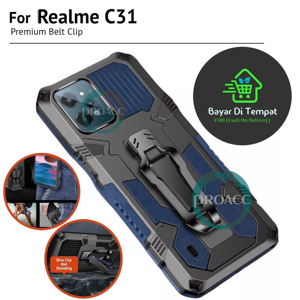 CASE HP KICKSTANDING CLIP FOR REALME C31 CASING HP ROBOT CASE ARMOR KESING HP COVER CASE