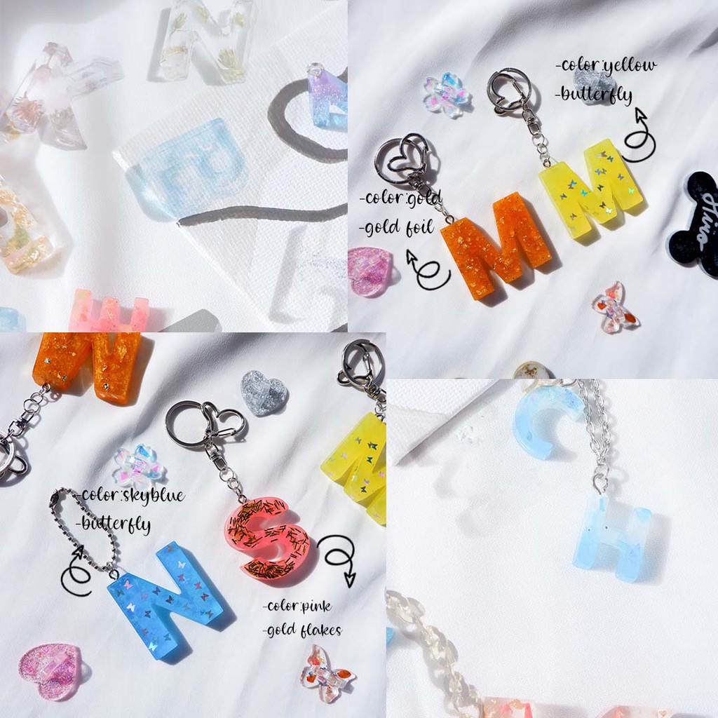 (COLOR)GANTUNGAN KUNCI/TAS CUSTOM INITIALS KEYCHAIN RESIN ALPHABET WARNA