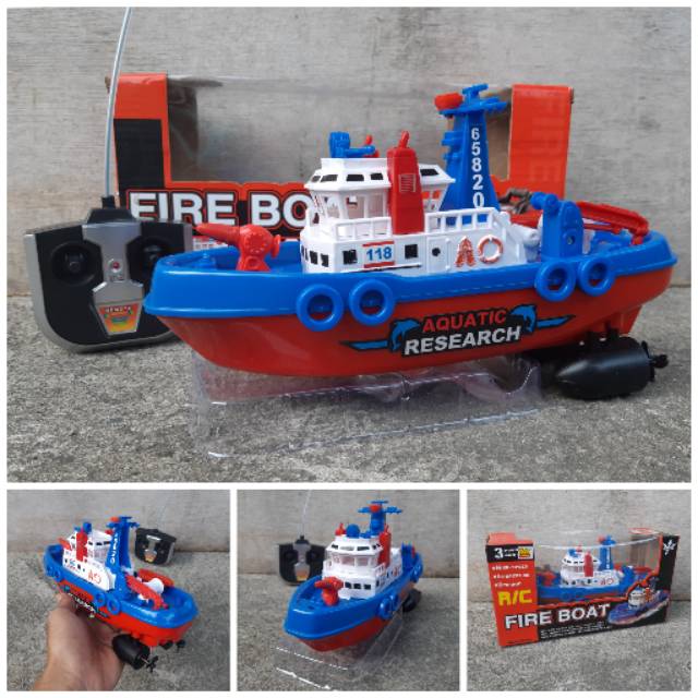 Rc Fire Boat Remote  Control Edukatif Mainan  Perahu  Radio 