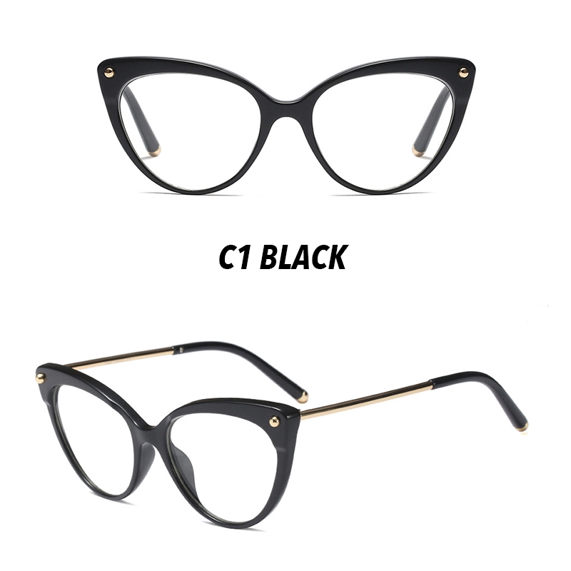 (YUZHU) COD Kacamata Minus 0°~-400° Retro Mata Kucing Wanita Eyeglasses Kacamata Anti Biru