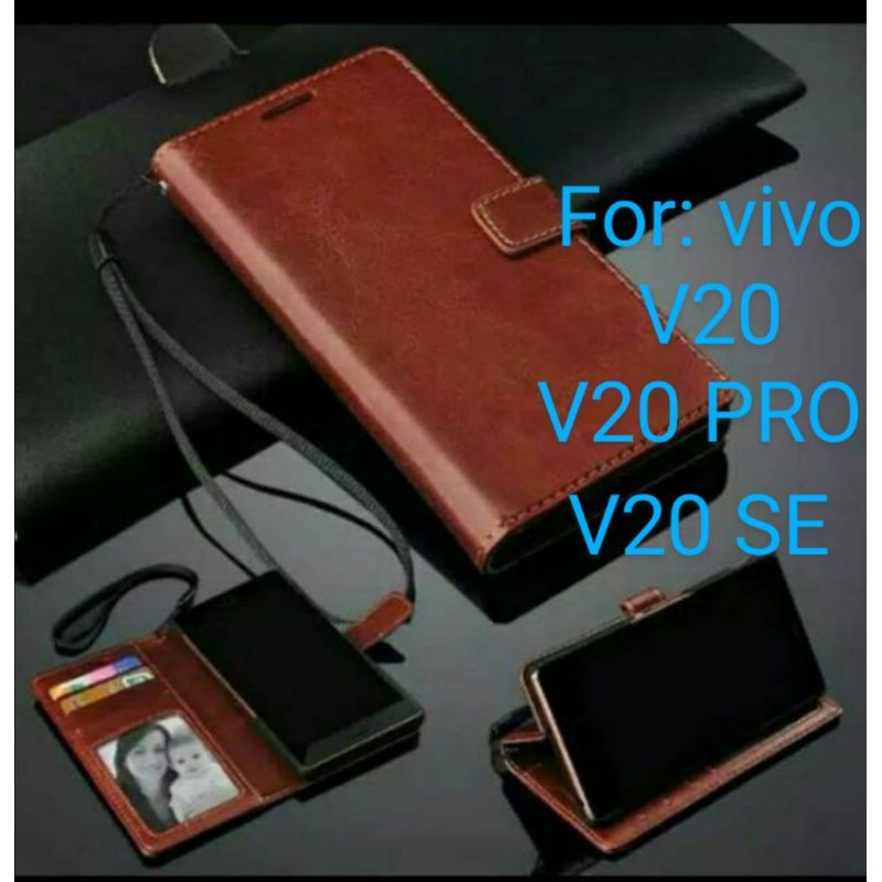 vivo V20 Pro SE Leather Case Flip Cover Sarung Dompet Kulit Wallet Casing V20SE V20pro