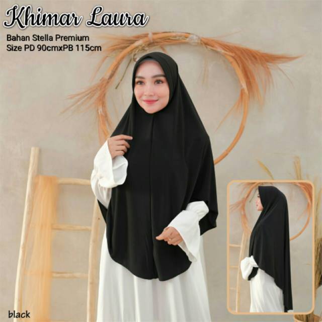 Hijab Dewasa Khimar Syar'i Laura Bergo Instan Jumbo Termurah Bahan Stella Premium | BISA COD