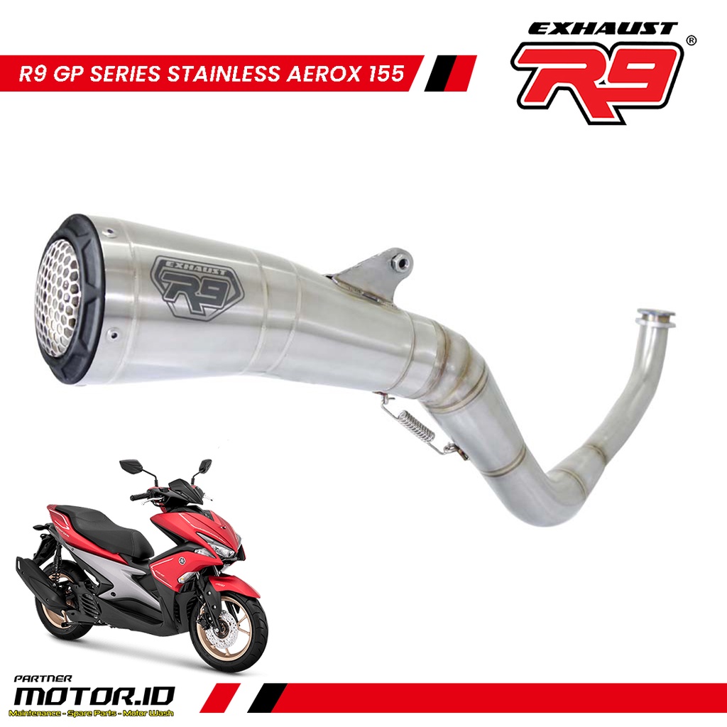 Knalpot R9 GP SS Series Aerox 155 Full system