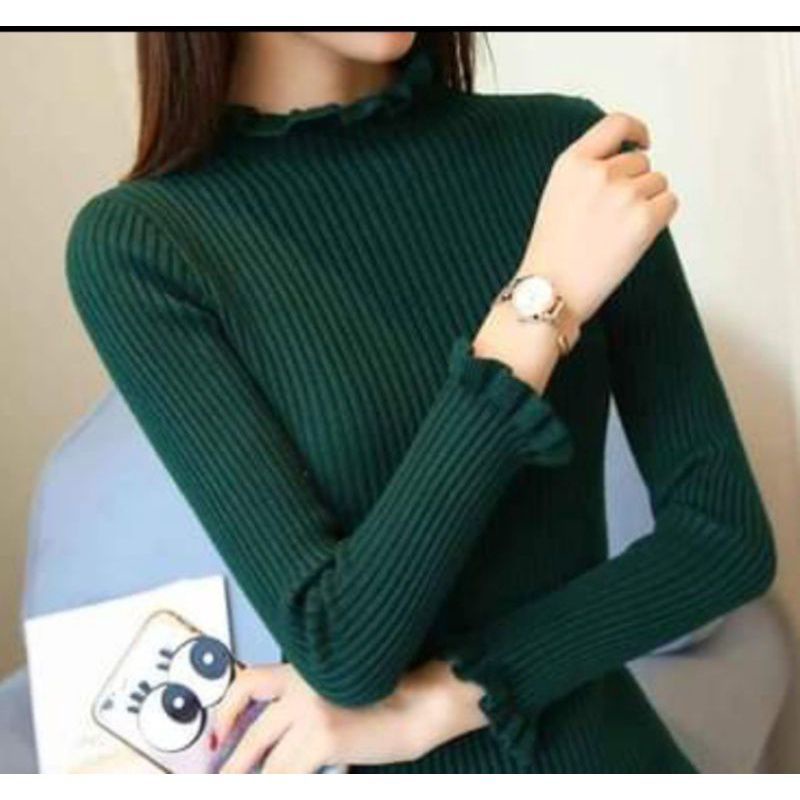 SWEATAR TURTLENECK RAJUT/KRAH TINGGI RAJUT WANITA/ATASAN KRIWIL