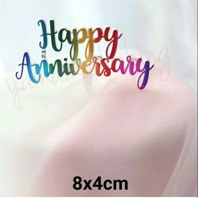 Cake topper anniversary warna gold