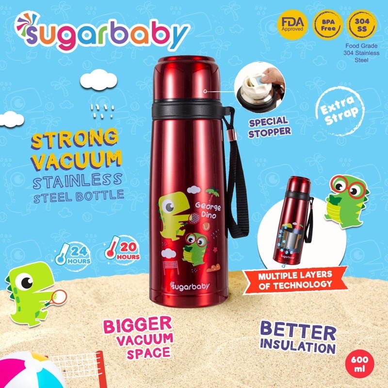 Sugar Baby Strong Vacuum Stainless Bottle 500ml 600ml / Snuggle Fancy Vacuum + Case  500ml - Termos Air Panas Dingin