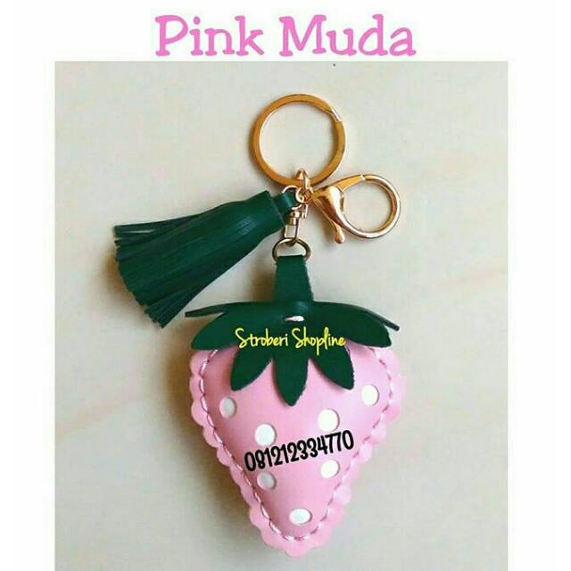 Gantungan Kunci/Gantungan Tas Strawberry Pink Muda