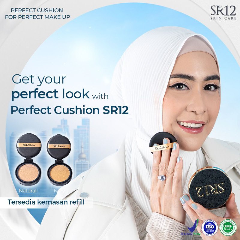 BEST SELLER PERFECT CUSHION SR12 | FULL COVERAGE | OIL CONTROL &amp; LONG LASTING | MENGANDUNG SPF 30 BPOM