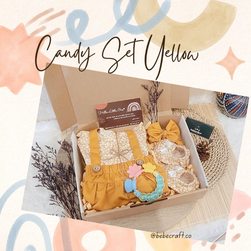 bebecraft - CANDY Baby Gift Set Hampers Baby Semarang Set Bayi Newborn Kado Lahiran Semarang Baju Bayi Premium-CANDY Yellow