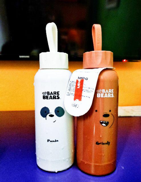 Miniso  | We Bare Bears Glass Bottle Water 300ml
