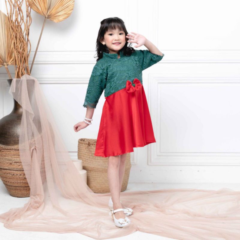 DRESS BROKAT ANAK PEREMPUAN / LAURA DRESS COUPLE MOM AND KIDS / BAJU NATAL ANAK PEREMPUAN / DRESS NA