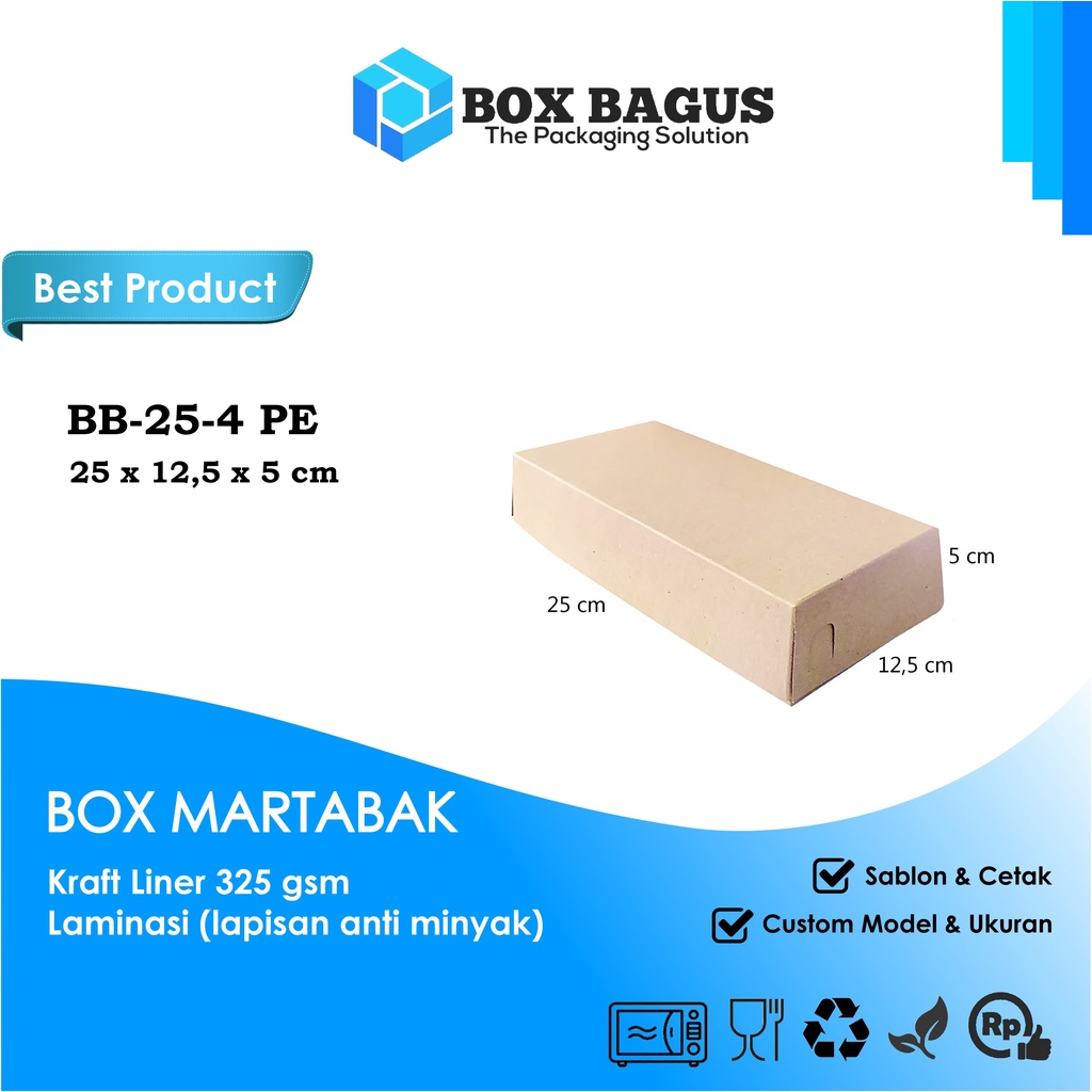 BOX DUS 25x12,5x5 KRAFT 325 GSM LAMINASI - KOTAK HAMPERS MARTABAK TELUR KUE BOLEN ROTI SNACK