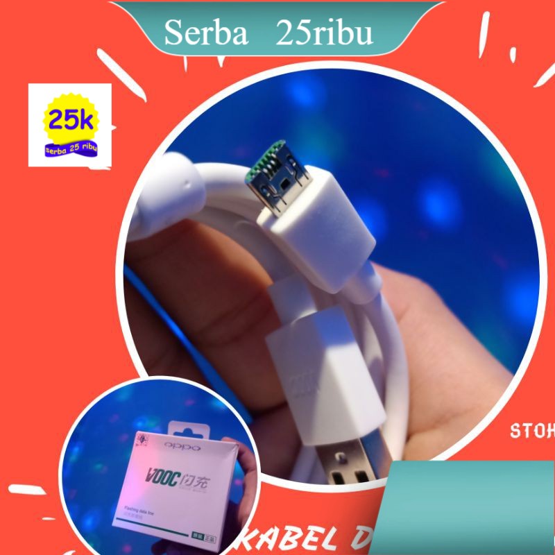 Kabel Vooc Cas Micro dan Tipe C Flash Charging I Cas Cepat Mengisi Tipe Hp Flass Carging I Buat Oppo