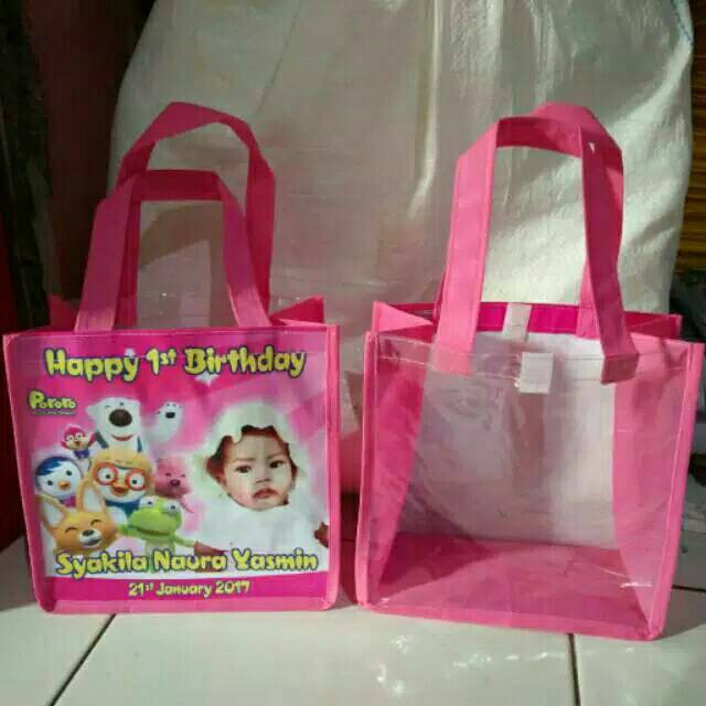 

tas souvenir ultah kombinasi mika | size 20x20x10 cm