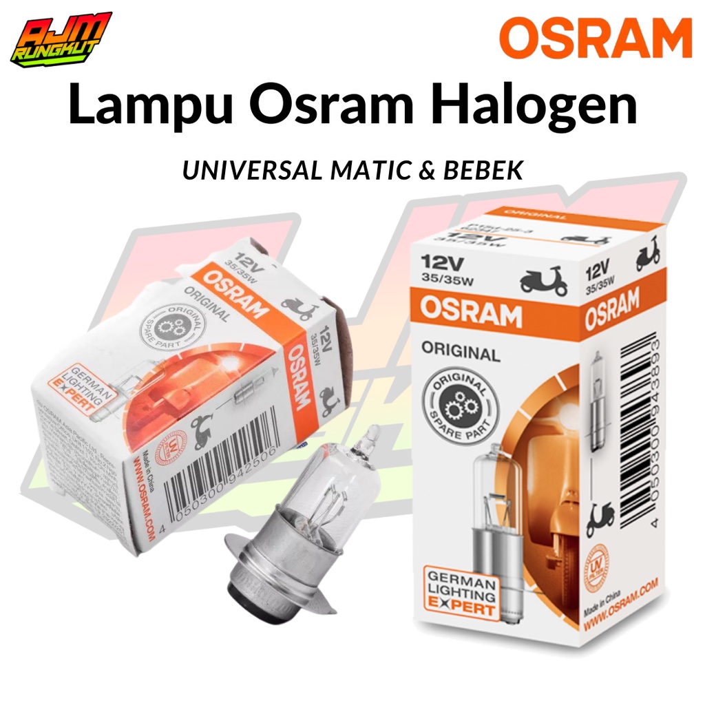 Bohlam Dop Lampu Halogen Motor Osram 35W 25W 12V H6/M5 T19 Original Osram Universal Honda Yamaha Bea