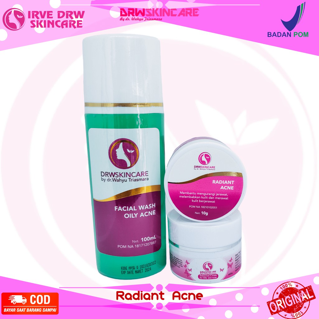 Drw Skincare Paket Radiant Acne Brightening Kulit Berjerawat Berminyak Menyamarkan Noda Hitam Bpom-3