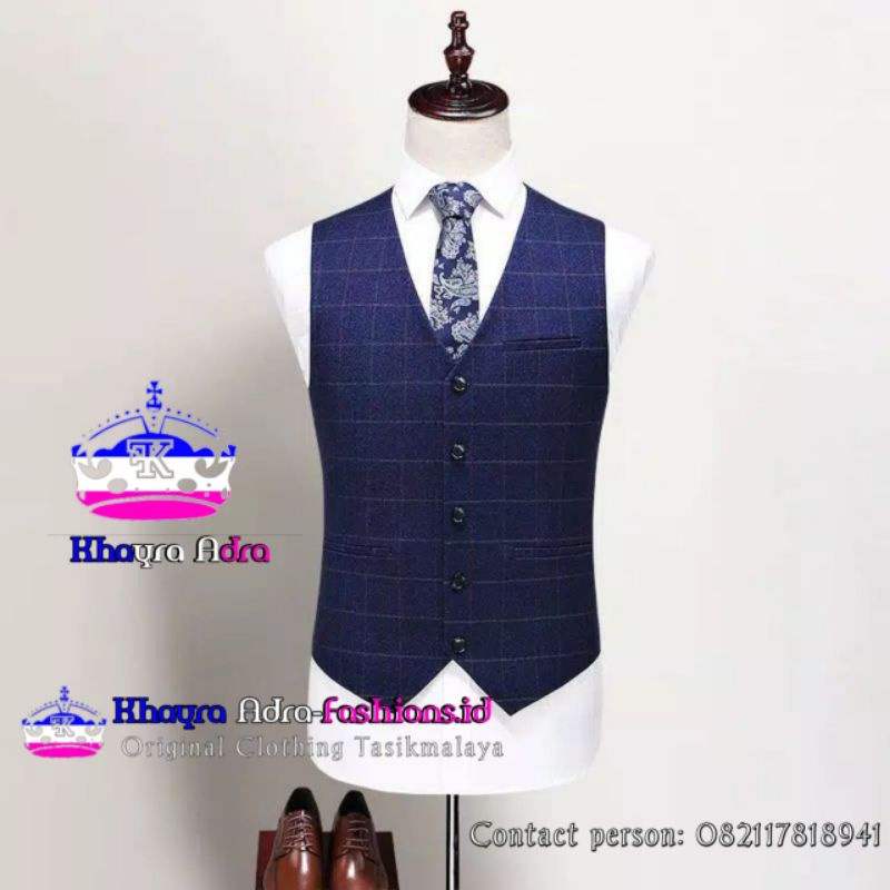Vest formal pria kotak/rompi pria