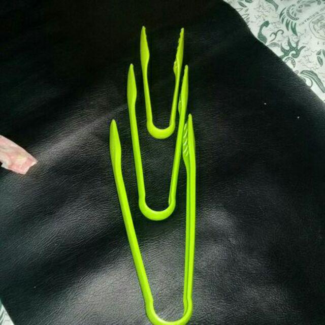 3 Pcs Green Leaf Salad Tongs / 3 Pcs Penjepit Makanan Green Leaf