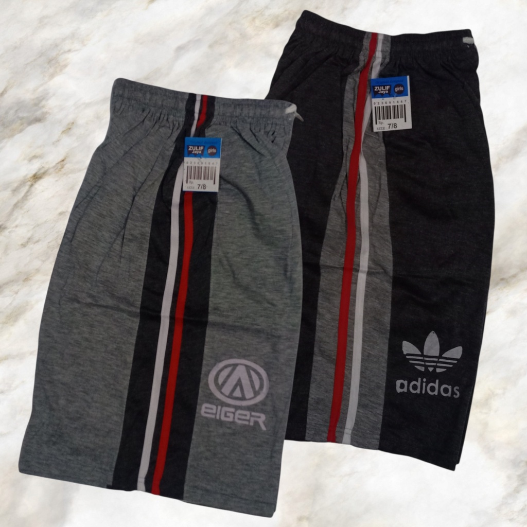 Celana Kaos Misty Pendek Kolor Strip 7/8 Santai Nyaman Harian Olahraga Pria Wanita (di Bawah Lutut)