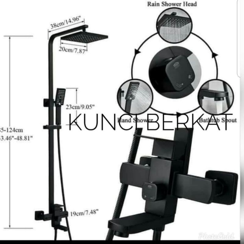 Shower coloum hitam kotak komplite/3 in 1/ Hot and Cold/Sower Black/Minimalis