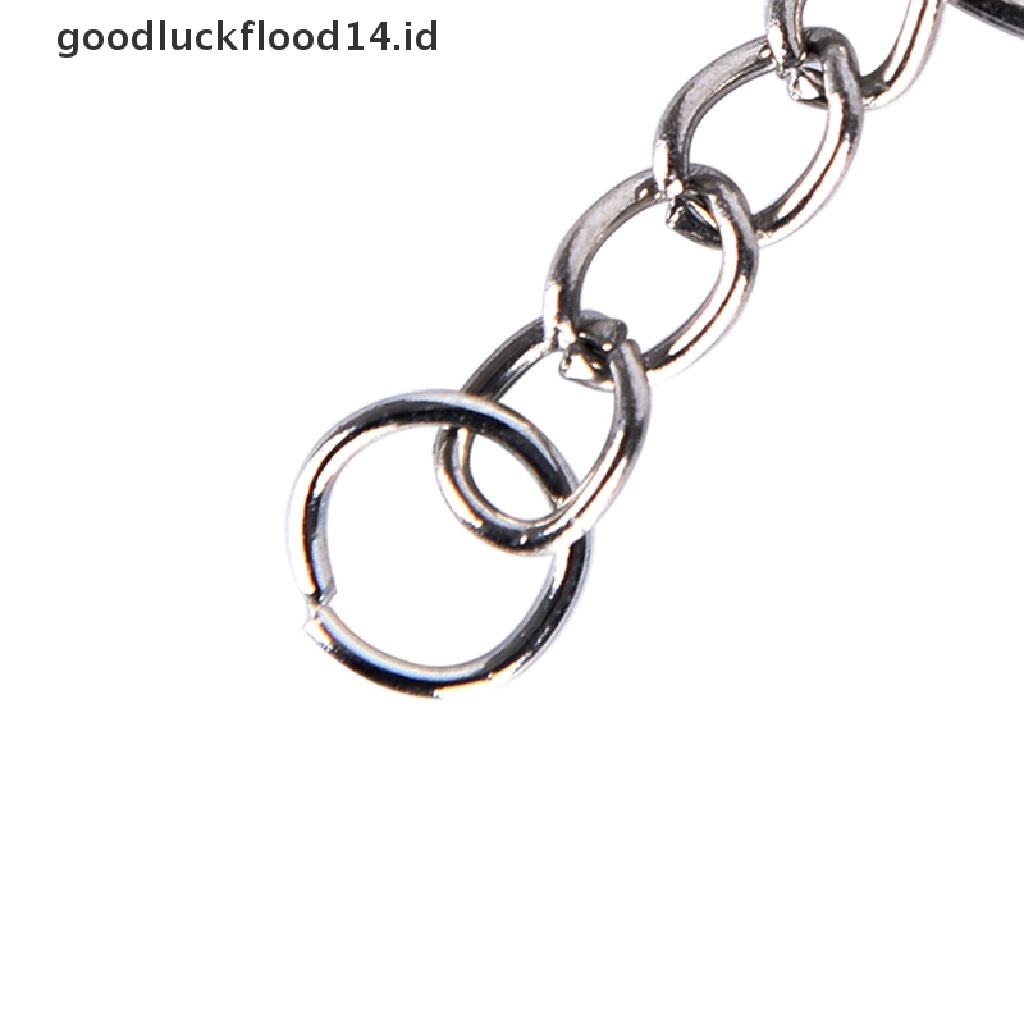 [OOID] Polished Stainless Silver Keyring Keychain Split Ring Short Chain DIY Jewelry ID