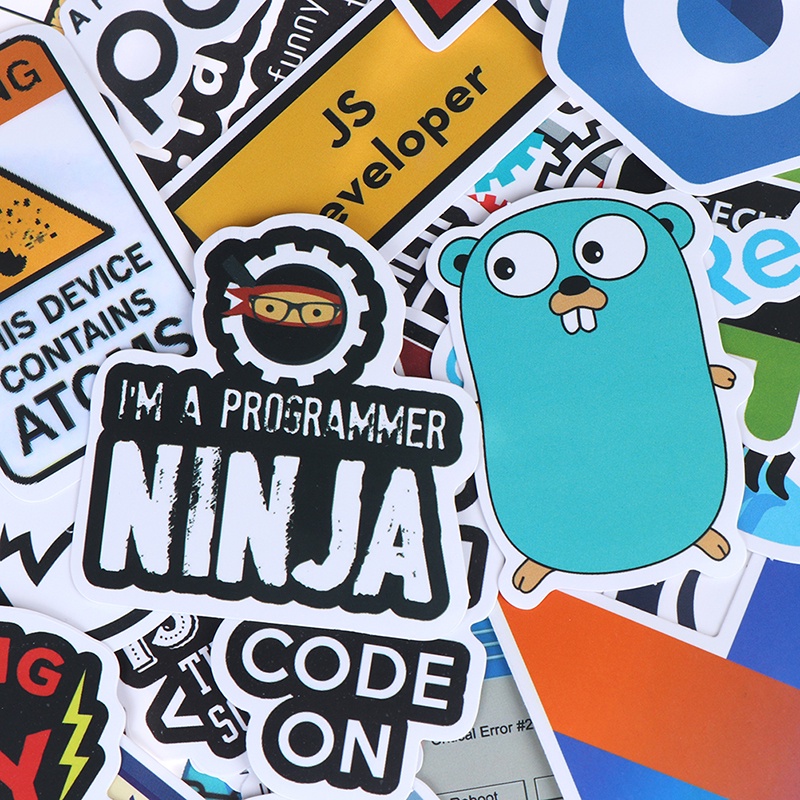 50pcs Stiker Programmer Java Internet Untuk Gitar / Laptop / Koper / Mobil