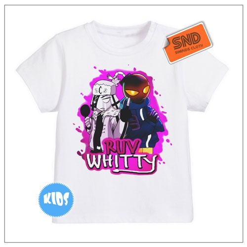 Kaos Baju Anak Game Friday Night Funkin Umur 1-12 Tahun 01 Dtg - Pakaian Anak Game FNF Ruv Whitty Ka