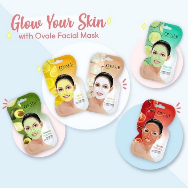 OVALE Facial Mask Sachet 15g Masker Wajah [Tomat Lemon Acne Jerawat Cucumber Bengkoang Avocado] By K