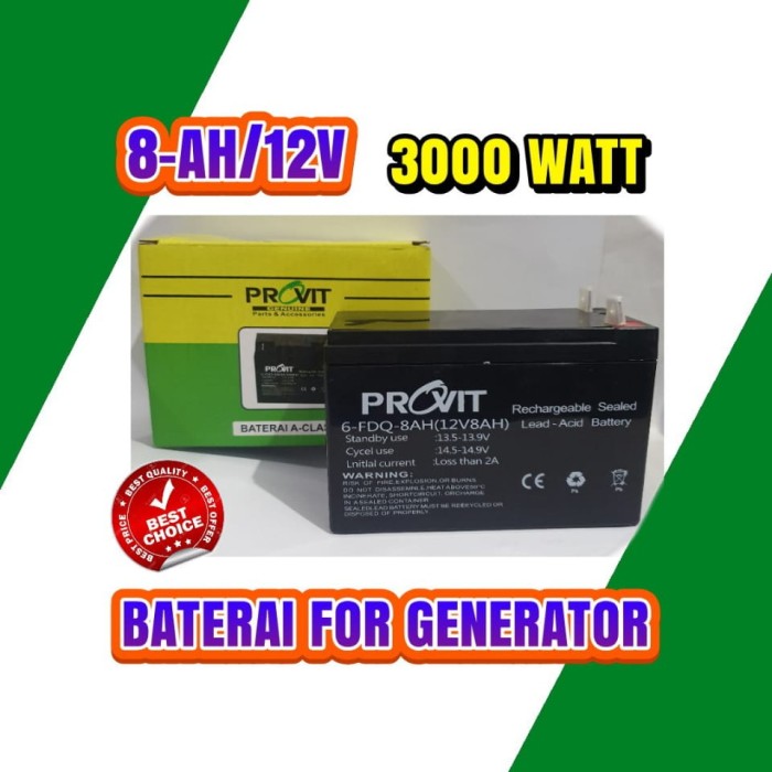 aki kering 8ah 12 volt mesin genset 3.000 watt